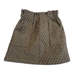 MonJudu Girls‎ Skirt Size 10 Logo Print Pockets Lined Elastic Waist Brown